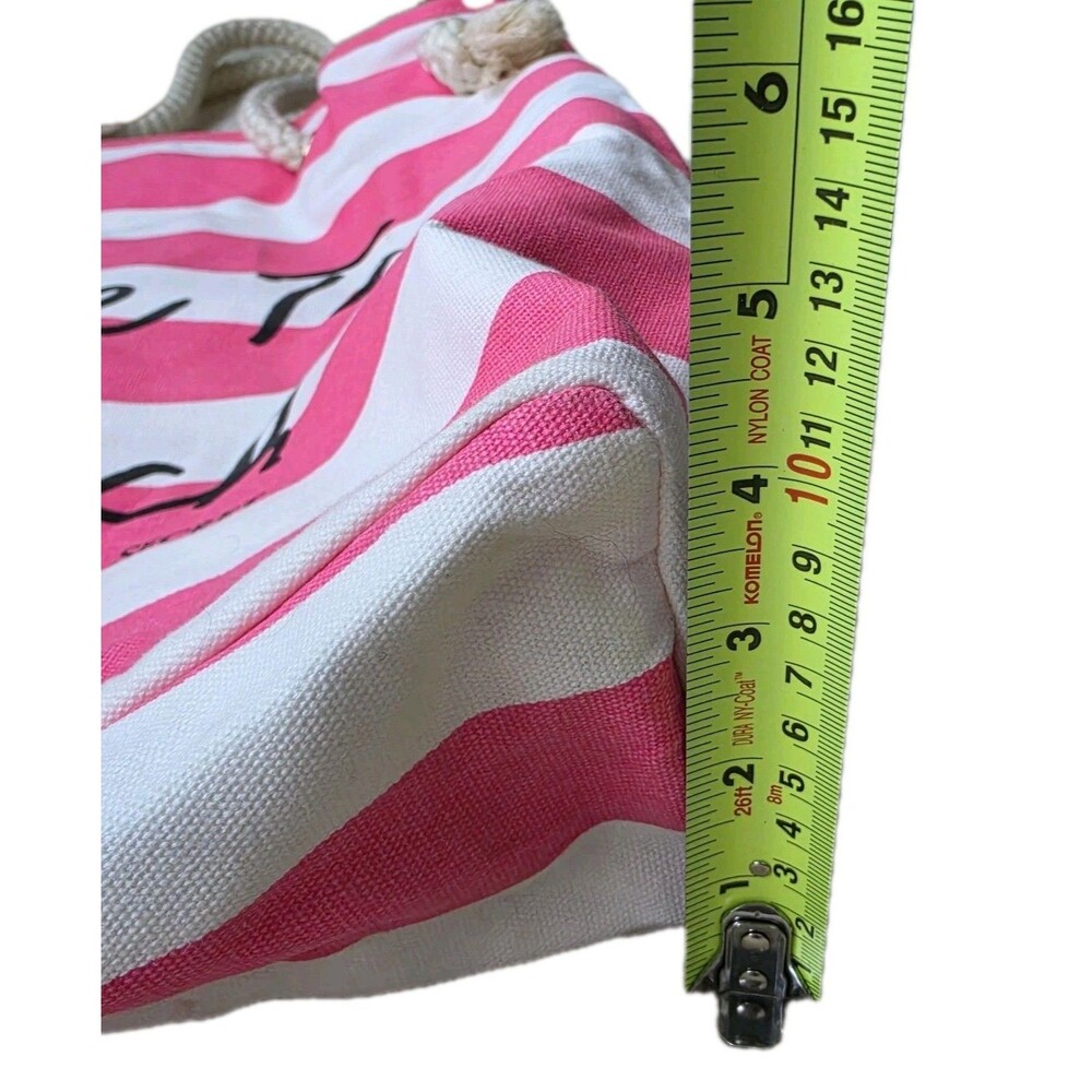 NEW Victorias Secret Striped Huge Pink And White Canvas Tote Bag Shopping Beach - Picture 5 of 10